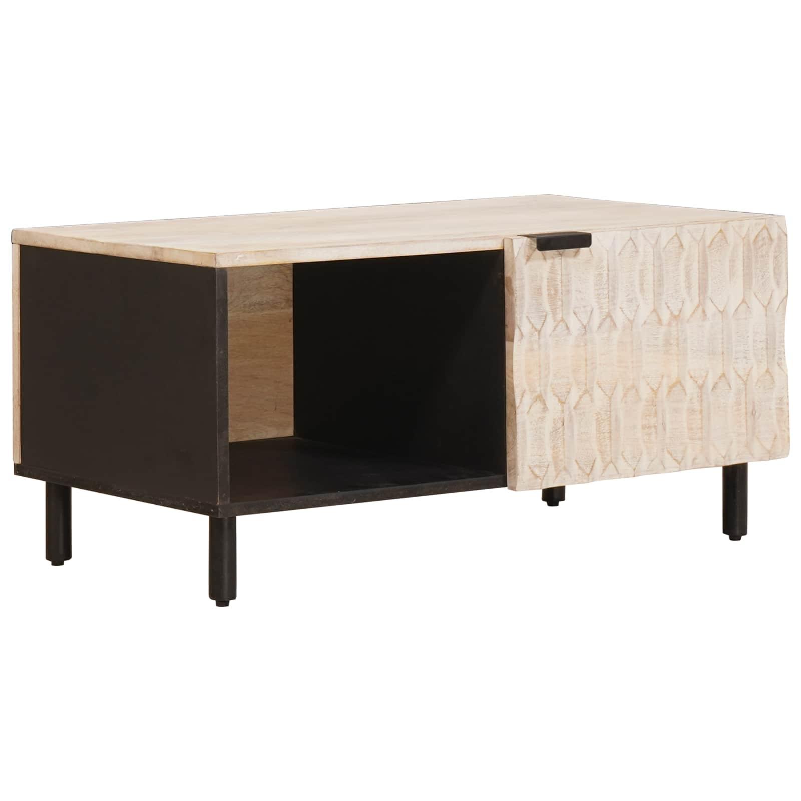 Sofabord Hvid 80 x 50 x 40 cm Massivt mangotræ Sofabord Hvid 80 x 50 x 40 cm Massivt mangotræ