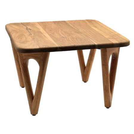 Sofabord i massivt akacietræ 60 cm - firkantet stuebord - moderne sofabord i træ - Design loungebord med afrundede hjørner, rustikt, håndlavet