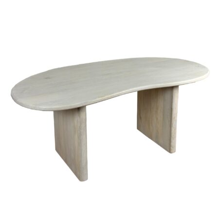 Spisebord 180x90x75 cm Mango massivt træ hvidt retro spisebord, massivt nyreformet køkkenbord, træspisebord, stort træspisebord