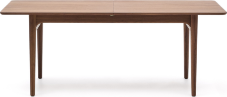 Spisebord Kave Home Elan 200x100 cm mørk natur, massivt valnøddetræ, udtræk med tillægsplade 6-8 pers