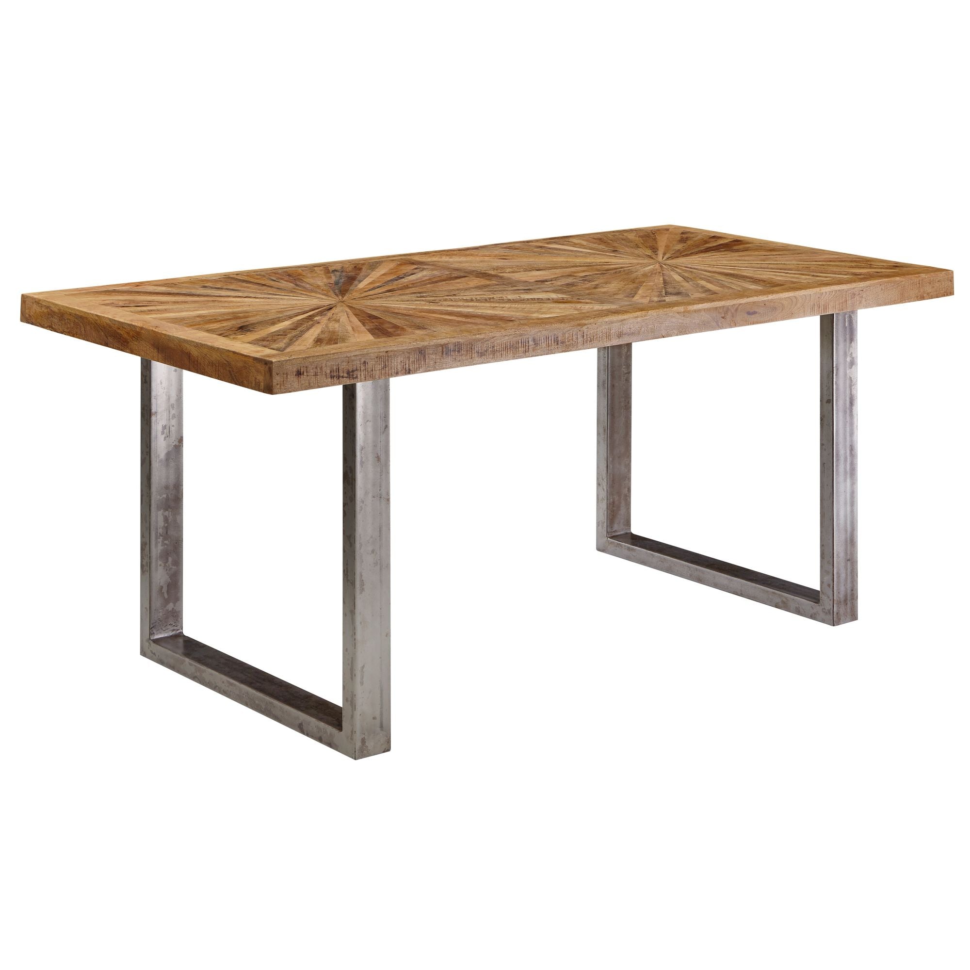 Spisebord i mangotræ, 200x76,5x100 cm; Køkkenbord i loftstil med naturlig finish; massivt træbord med metalramme; industribord Spisebord i mangotræ, 200x76,5x100 cm; Køkkenbord i loftstil med naturlig finish; massivt træbord med metalramme; industribord