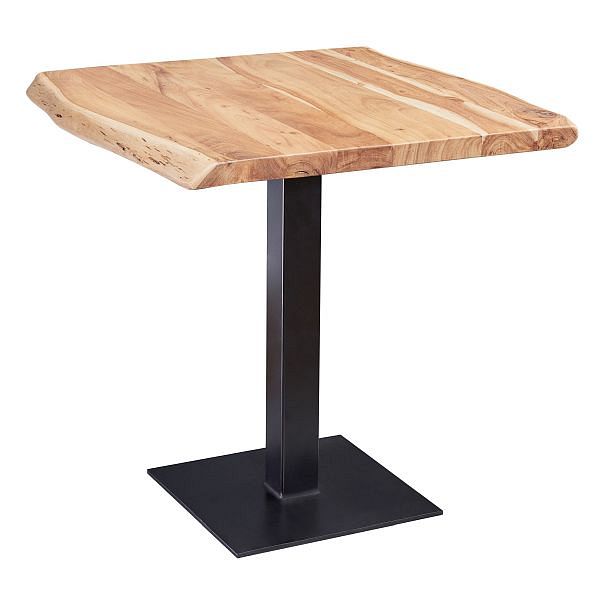 Spisebord i massivt akacietræ, 80x75x75 cm, landlig stil, naturfarvet Spisebord i massivt akacietræ, 80x75x75 cm, landlig stil, naturfarvet