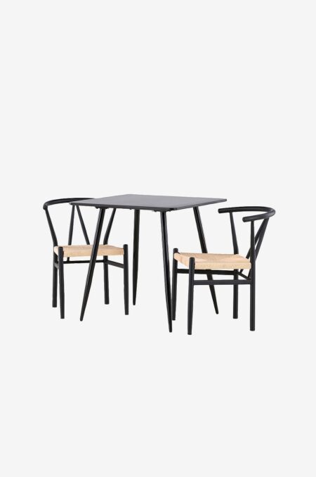 Venture Home - Polar-spisebord med Alfons-spisebordsstol - Sort - Spisebordssæt 2 personer - - Homeroom