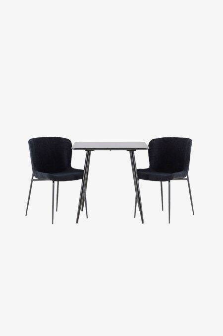 Venture Home - Polar-spisebord med Modesto-spisebordsstol - Sort - Spisebordssæt 2 personer - - Homeroom