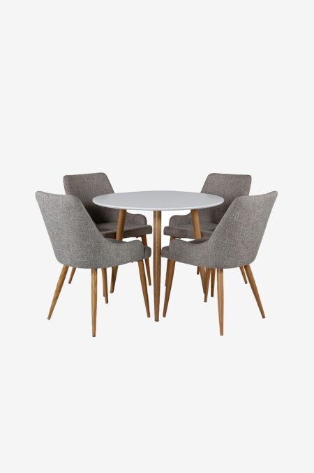 Venture Home - Spisebord Polar med 4 stole Plaza - Hvid - Spisebordssæt 4 personer - - Homeroom