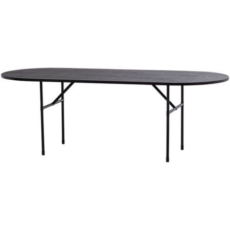 WOOOD Arthur spisebord, m. H-Ben, oval - sort eg og metal (220x90)