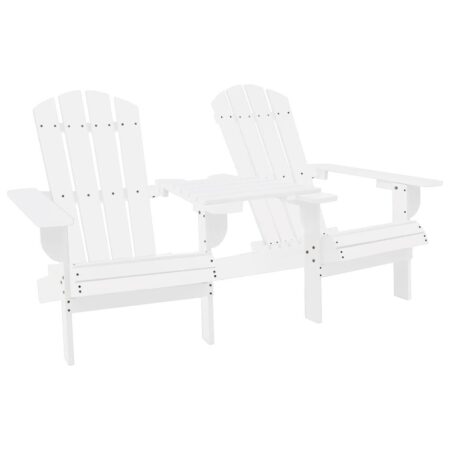 Adirondack-havestole med bord massivt grantræ hvid