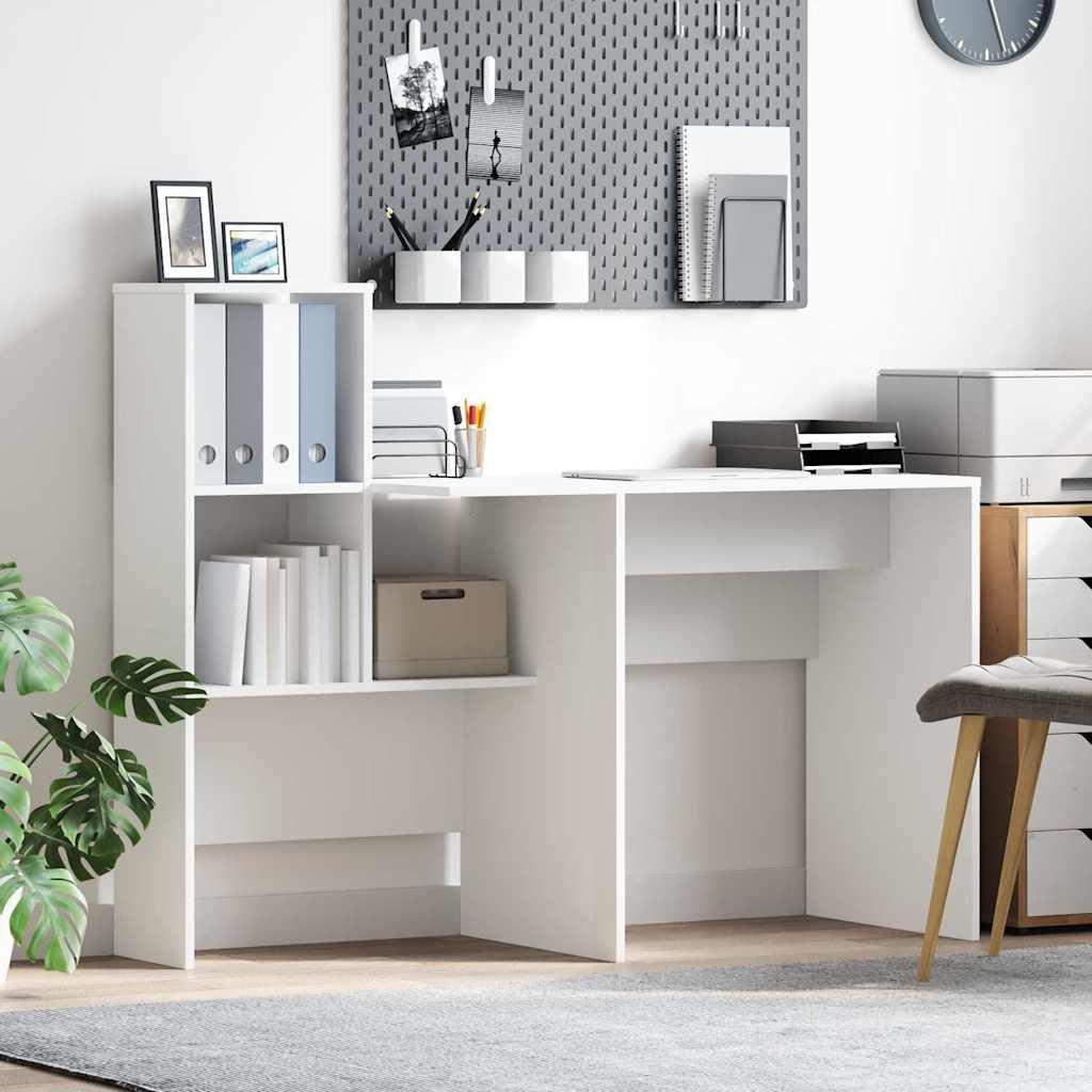Bord med hylde Hvid 131,5 x 50 x 106,5 cm Konstrueret træ Bord med hylde Hvid 131,5 x 50 x 106,5 cm Konstrueret træ