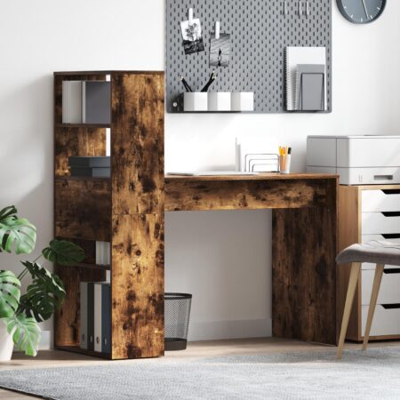 Bord med hylde Røget eg 113 x 54 x 120 cm Konstrueret træ