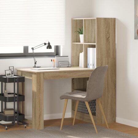 Bord med hylde Sonoma-eg 122 x 67 x 145 cm Konstrueret træ