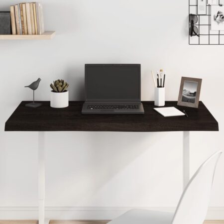 Bordplade 100x50x(2-4) cm behandlet massivt egetræ mørkebrun