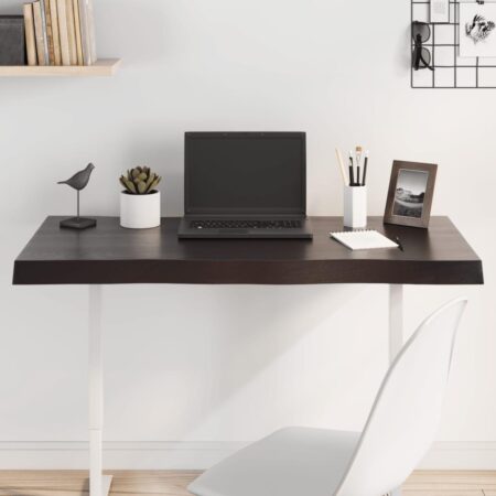 Bordplade 100x50x(2-6) cm naturlig kant behandlet træ mørkebrun