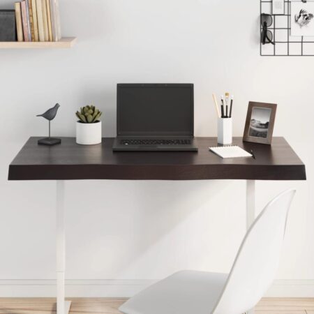 Bordplade 100x60x(2-6) cm naturlig kant behandlet træ mørkebrun