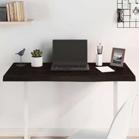 Bordplade 100x60x2 cm behandlet massivt egetræ mørkebrun