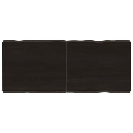 Bordplade 120x50x(2-6) cm naturlig kant behandlet træ mørkebrun