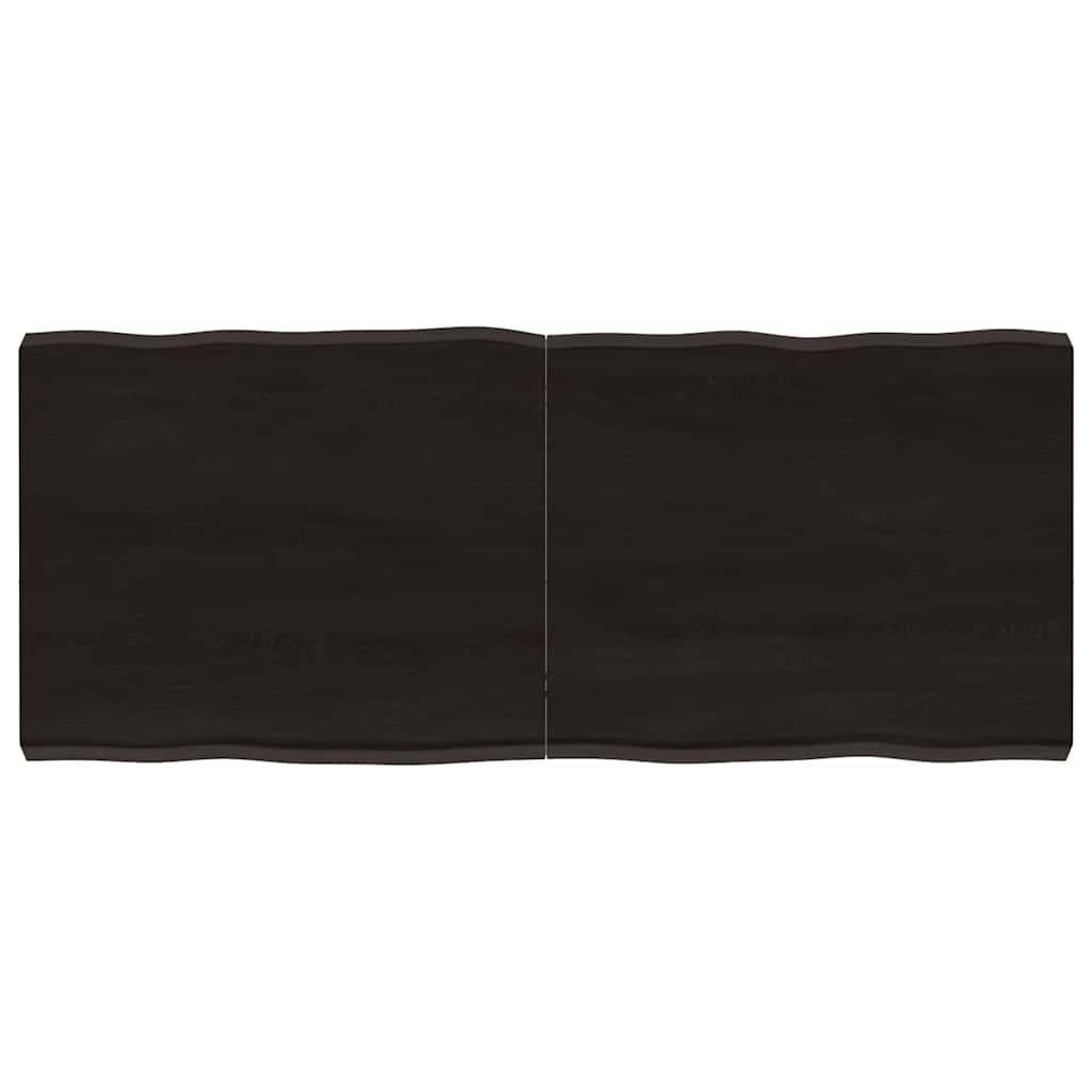 Bordplade 120x50x(2-6) cm naturlig kant behandlet træ mørkebrun Bordplade 120x50x(2-6) cm naturlig kant behandlet træ mørkebrun
