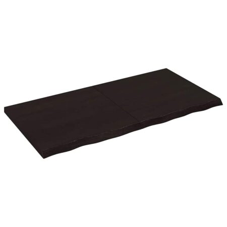 Bordplade 120x60x(2-4) cm behandlet massivt egetræ mørkebrun