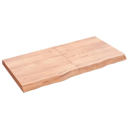 Bordplade 120x60x(2-6) cm behandlet massivt egetræ lysebrun