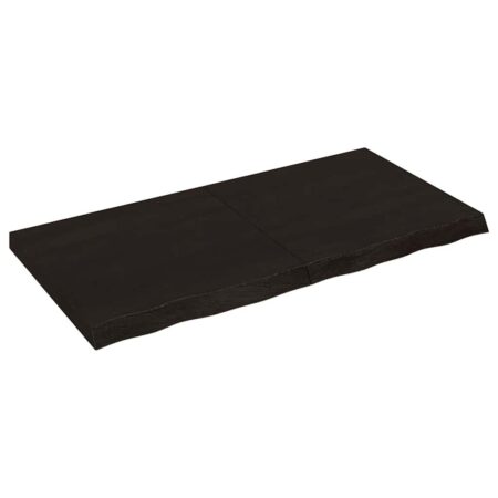 Bordplade 120x60x(2-6) cm behandlet massivt egetræ mørkebrun