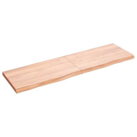 Bordplade 140x40x(2-4) cm behandlet massivt egetræ lysebrun