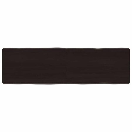 Bordplade 140x40x(2-6) cm naturlig kant behandlet træ mørkebrun