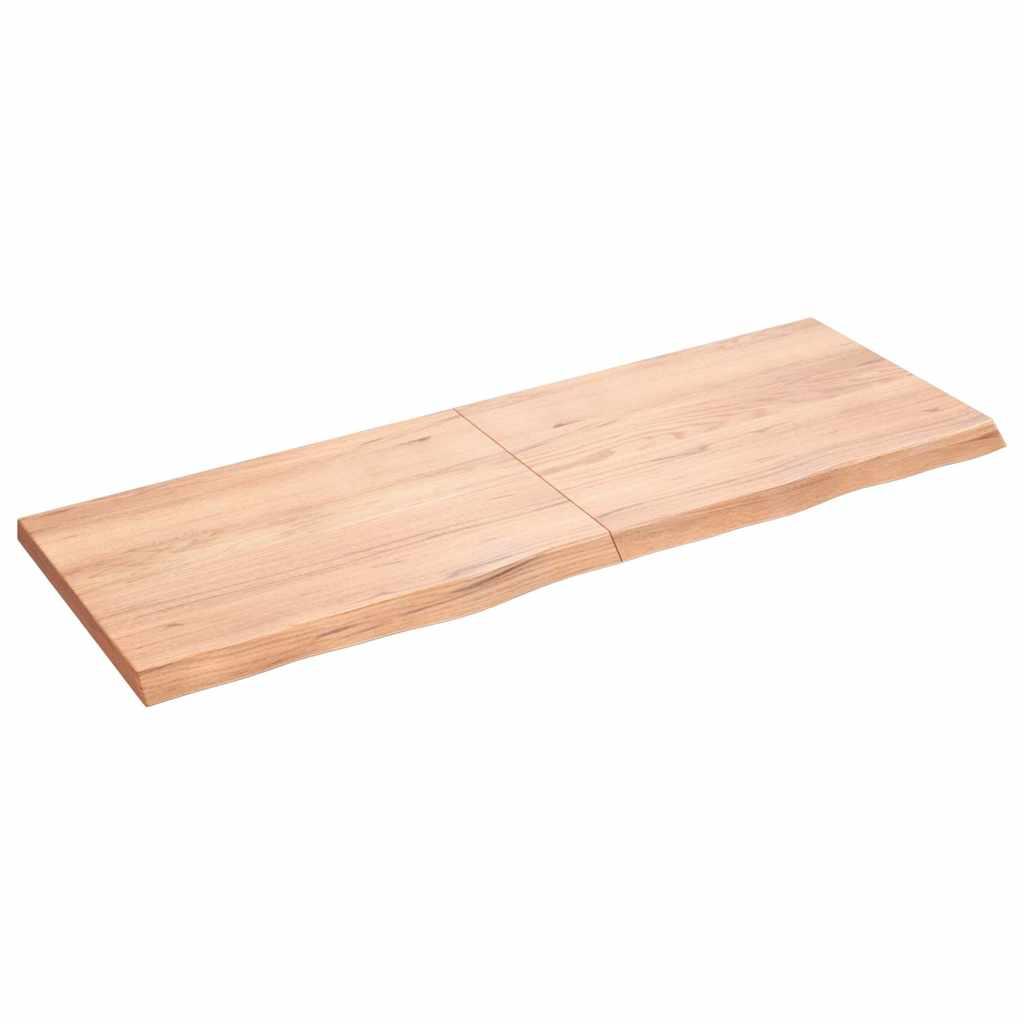 Bordplade 140x50x(2-4) cm behandlet massivt egetræ lysebrun Bordplade 140x50x(2-4) cm behandlet massivt egetræ lysebrun