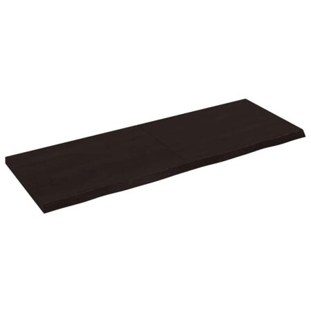Bordplade 140x50x(2-4) cm behandlet massivt egetræ mørkebrun