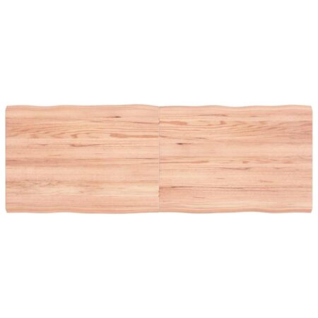 Bordplade 140x50x(2-4) cm naturlig kant behandlet træ lysebrun