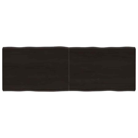 Bordplade 140x50x(2-4) cm naturlig kant behandlet træ mørkebrun