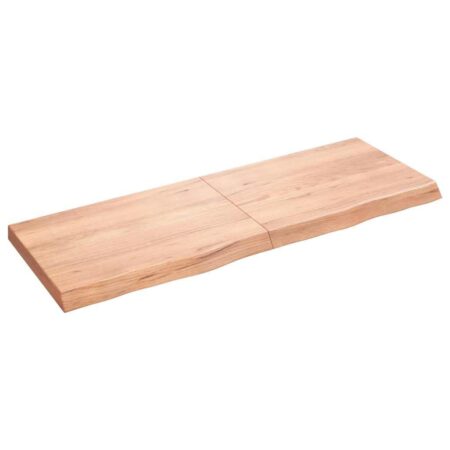 Bordplade 140x50x(2-6) cm behandlet massivt egetræ lysebrun