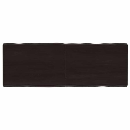 Bordplade 140x50x(2-6) cm naturlig kant behandlet træ mørkebrun