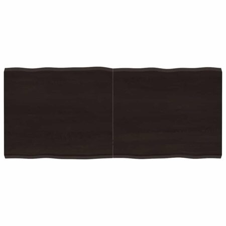 Bordplade 140x60x(2-4) cm naturlig kant behandlet træ mørkebrun