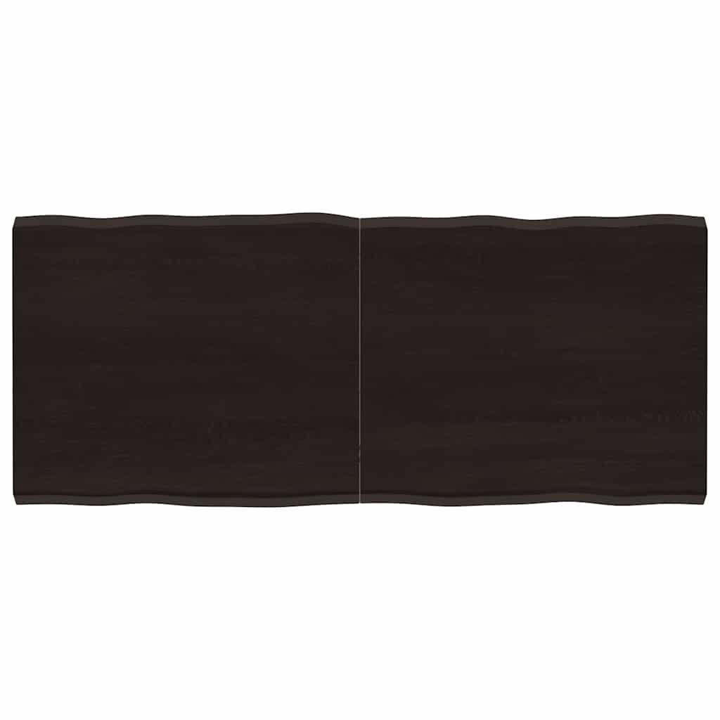 Bordplade 140x60x(2-4) cm naturlig kant behandlet træ mørkebrun Bordplade 140x60x(2-4) cm naturlig kant behandlet træ mørkebrun