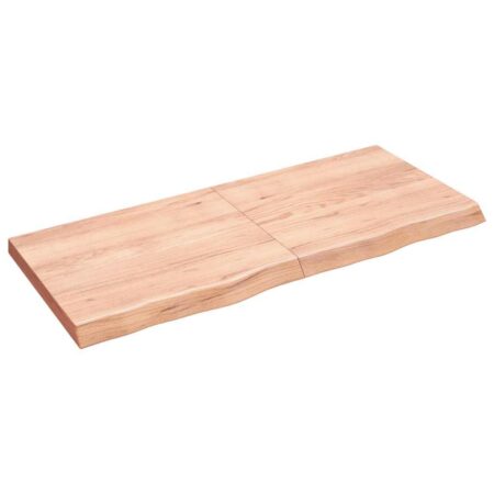 Bordplade 140x60x(2-6) cm behandlet massivt egetræ lysebrun
