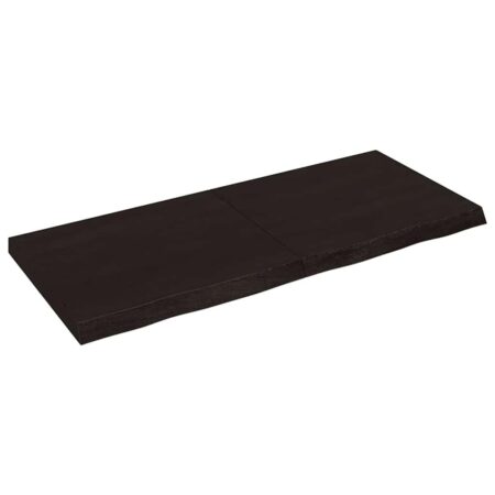 Bordplade 140x60x(2-6) cm behandlet massivt egetræ mørkebrun