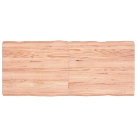 Bordplade 140x60x(2-6) cm naturlig kant behandlet træ lysebrun