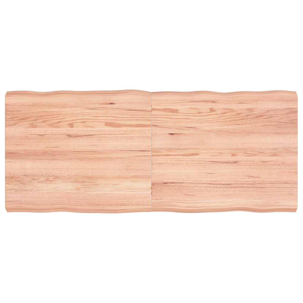 Bordplade 140x60x(2-6) cm naturlig kant behandlet træ lysebrun Bordplade 140x60x(2-6) cm naturlig kant behandlet træ lysebrun