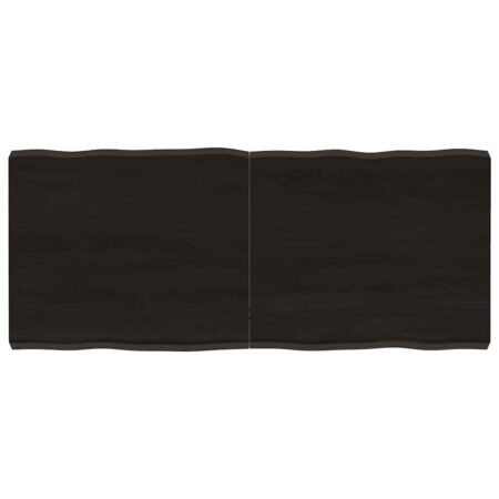 Bordplade 140x60x(2-6) cm naturlig kant behandlet træ mørkebrun