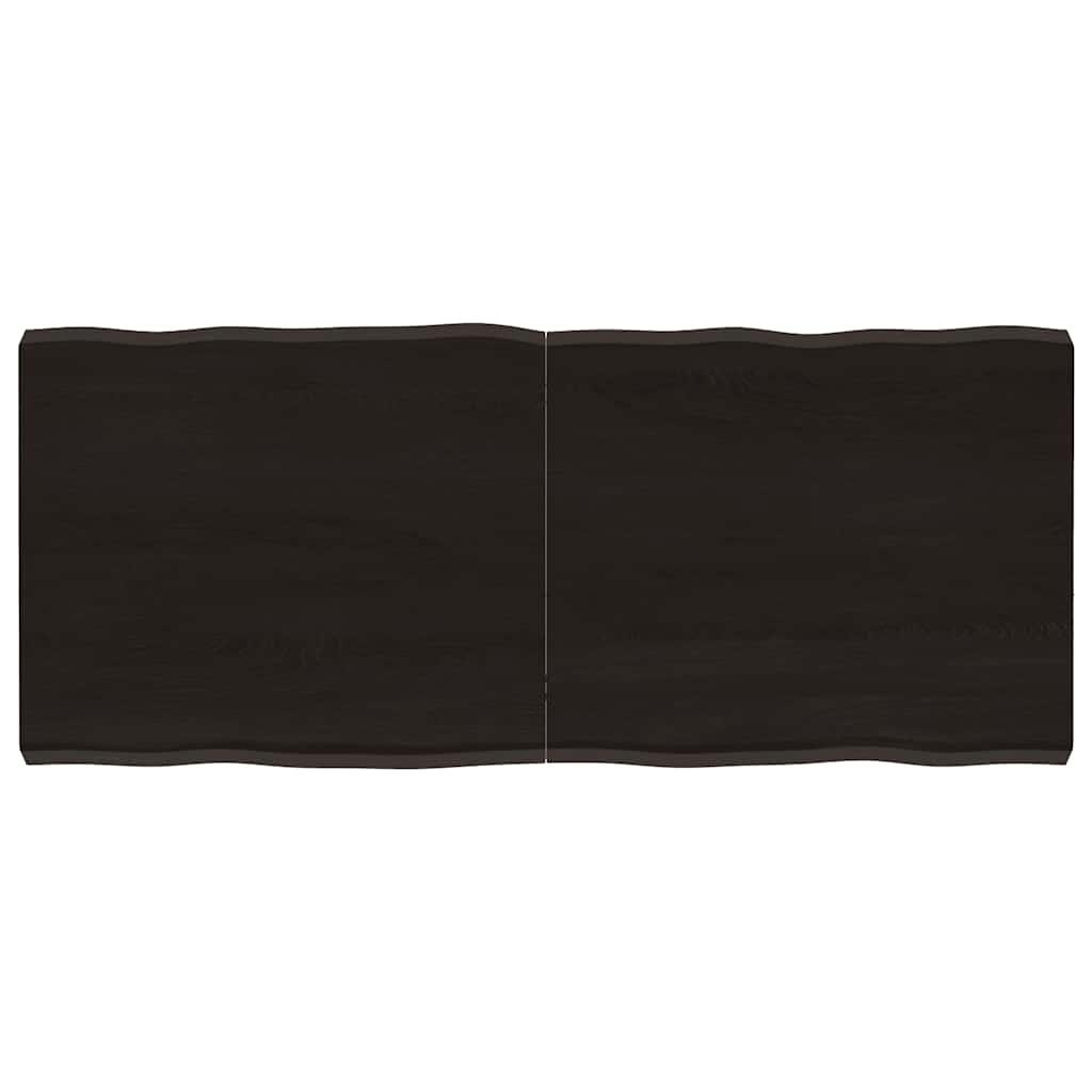 Bordplade 140x60x(2-6) cm naturlig kant behandlet træ mørkebrun Bordplade 140x60x(2-6) cm naturlig kant behandlet træ mørkebrun