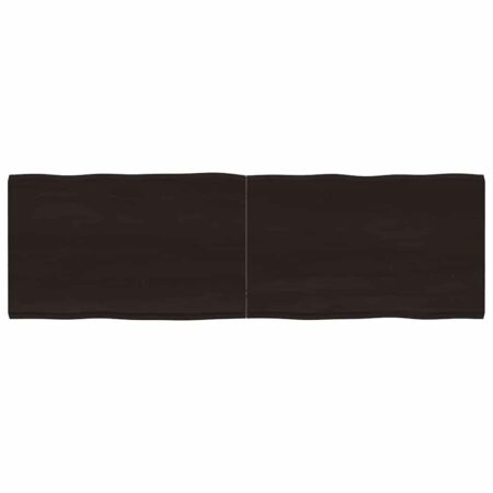 Bordplade 160x50x(2-4) cm naturlig kant behandlet træ mørkebrun