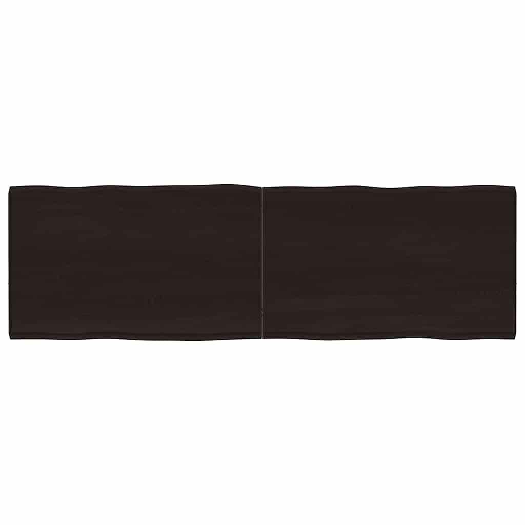 Bordplade 160x50x(2-4) cm naturlig kant behandlet træ mørkebrun Bordplade 160x50x(2-4) cm naturlig kant behandlet træ mørkebrun