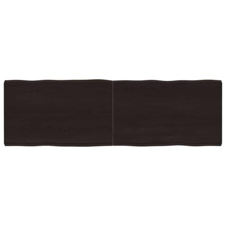 Bordplade 160x50x(2-6) cm naturlig kant behandlet træ mørkebrun