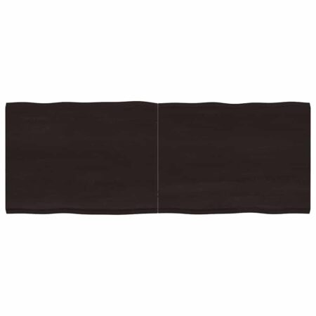 Bordplade 160x60x(2-4) cm naturlig kant behandlet træ mørkebrun