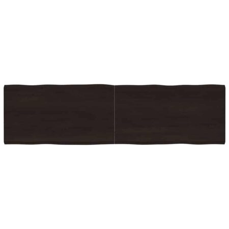 Bordplade 180x50x(2-4) cm naturlig kant behandlet træ mørkebrun
