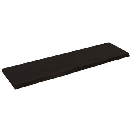 Bordplade 180x50x(2-6) cm behandlet massivt egetræ mørkebrun