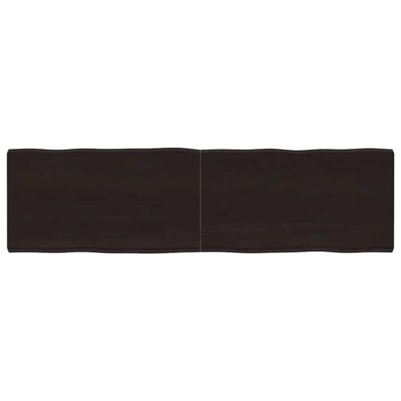 Bordplade 180x50x(2-6) cm naturlig kant behandlet træ mørkebrun
