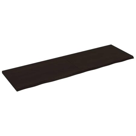 Bordplade 200x60x(2-4) cm behandlet massivt egetræ mørkebrun