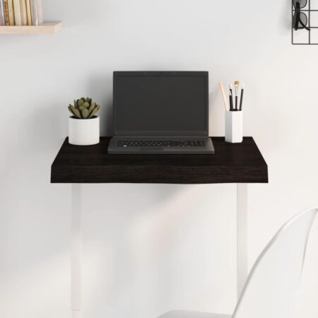 Bordplade 60x40x(2-6) cm behandlet massivt egetræ mørkebrun