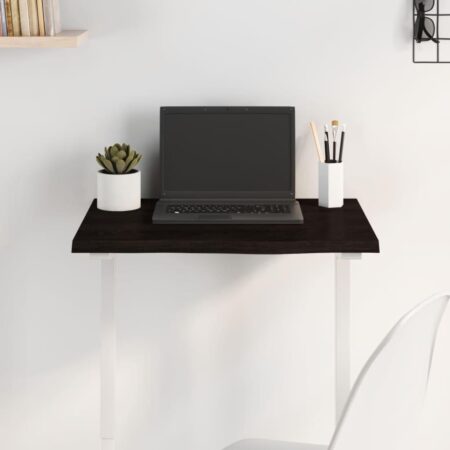 Bordplade 60x40x2 cm behandlet massivt egetræ mørkebrun