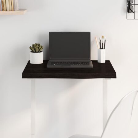 Bordplade 60x50x(2-4) cm behandlet massivt egetræ mørkebrun